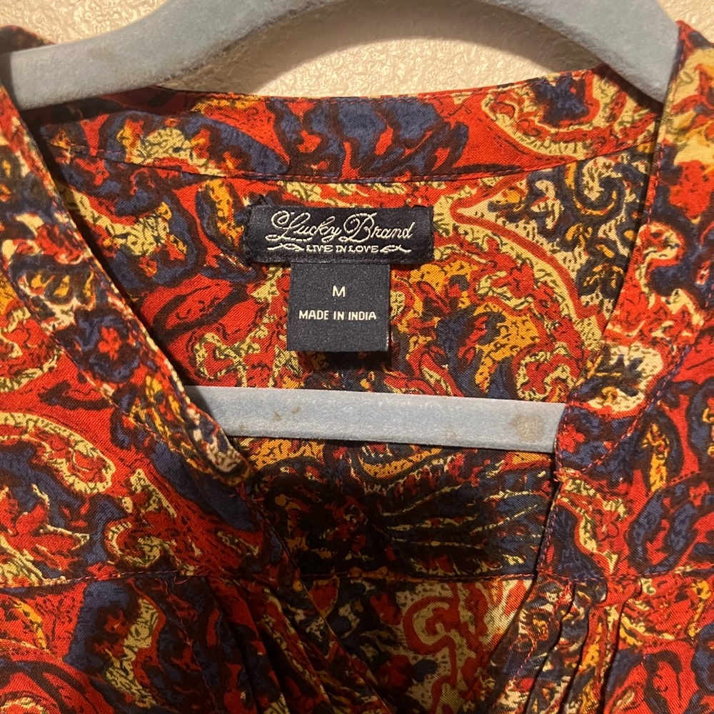 Lucky Brand Red and Blue Paisley Top - Picture 3 of 7